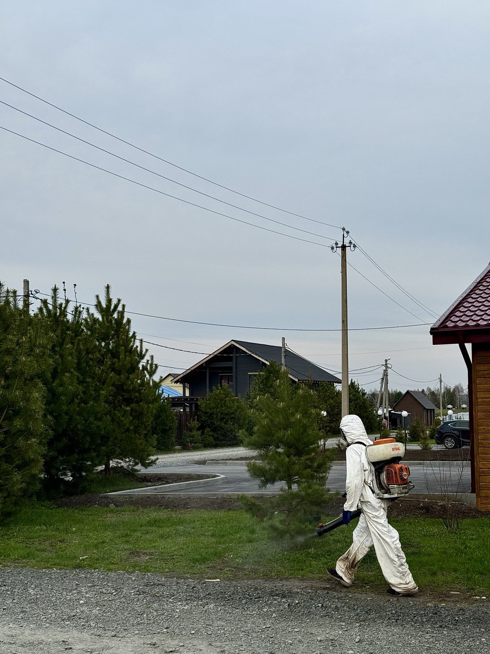 Проведена акарицидная обработка общей территории поселка